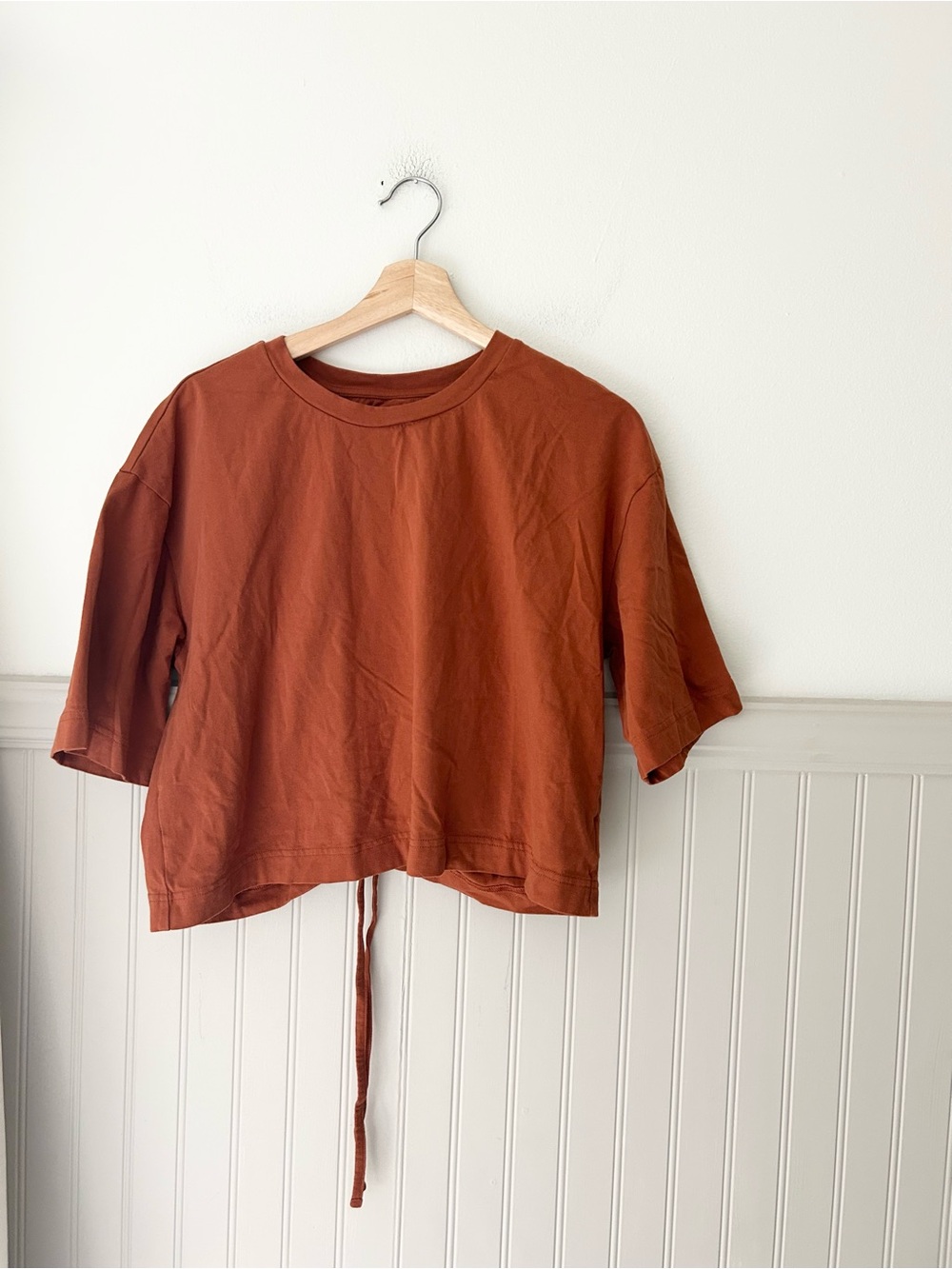 GAP Small Rust Cropped Tie Back Short Sleeve Tee Cotton